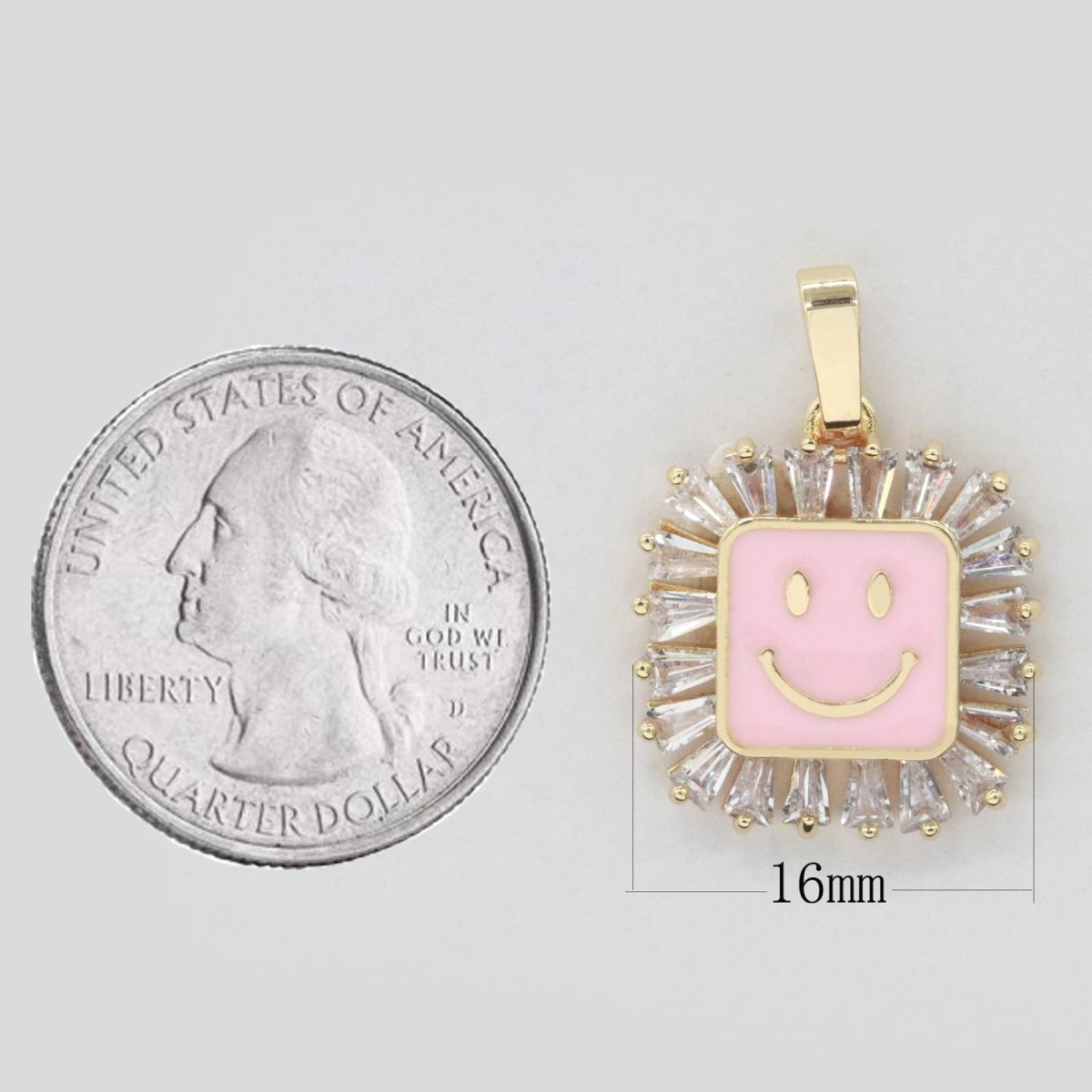 Square Smiley Face Charm Cubic Happy Face Pendant for Necklace Earring Component I-219 I-223 I-225 I-231 I-232 I-239