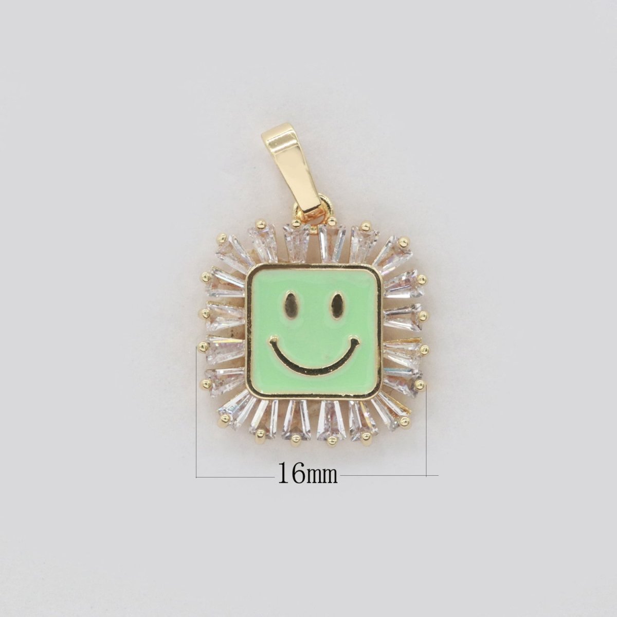Square Smiley Face Charm Cubic Happy Face Pendant for Necklace Earring Component I-219 I-223 I-225 I-231 I-232 I-239
