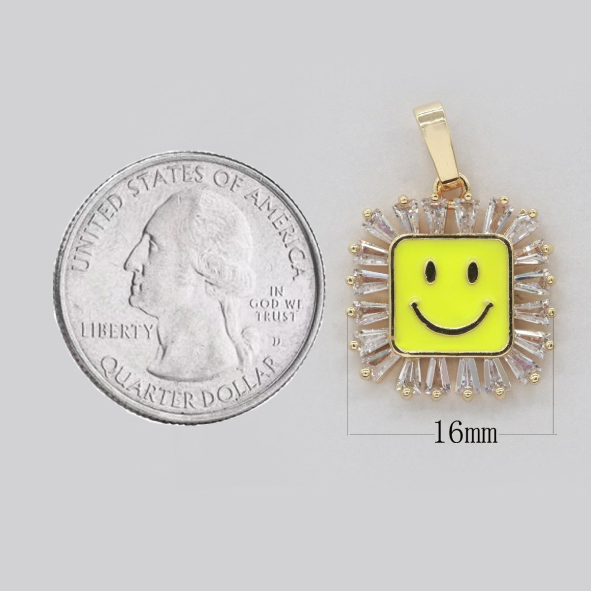 Square Smiley Face Charm Cubic Happy Face Pendant for Necklace Earring Component I-219 I-223 I-225 I-231 I-232 I-239
