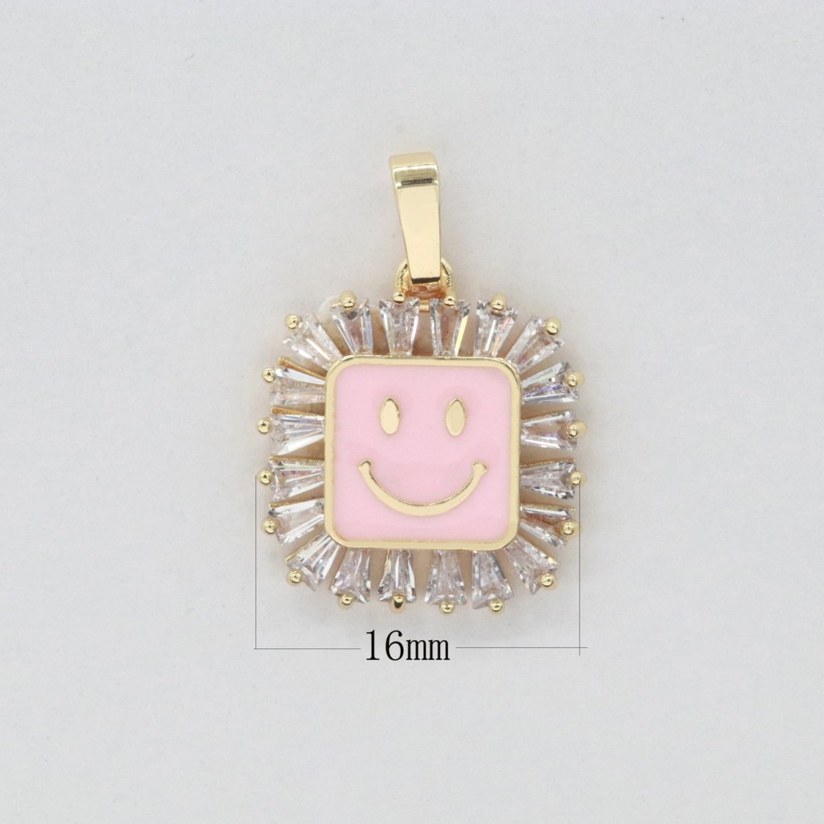 Square Smiley Face Charm Cubic Happy Face Pendant for Necklace Earring Component I-219 I-223 I-225 I-231 I-232 I-239