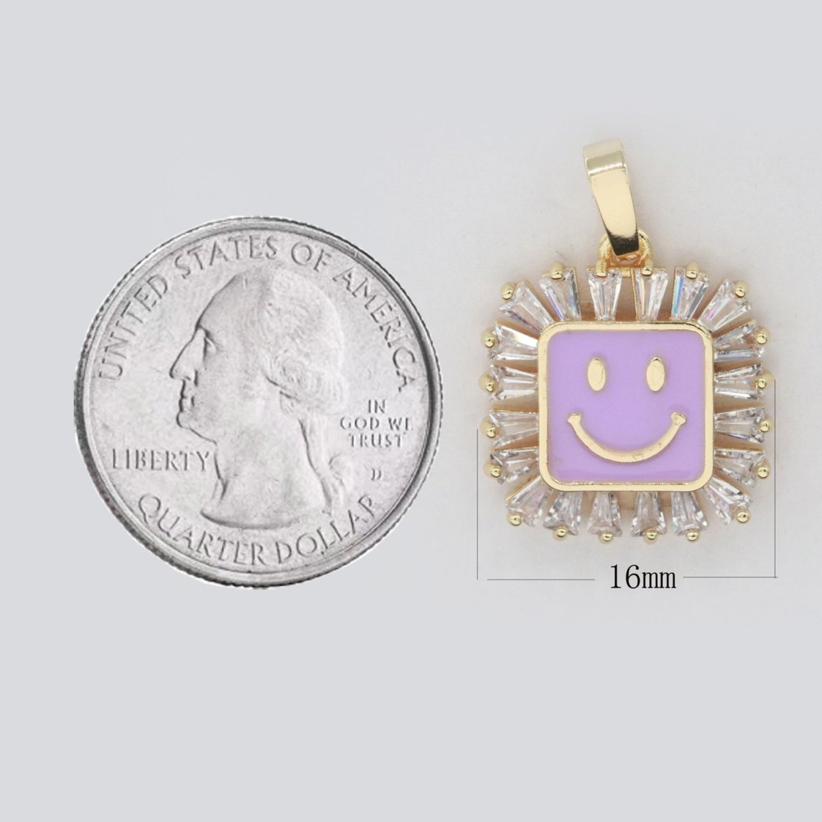 Square Smiley Face Charm Cubic Happy Face Pendant for Necklace Earring Component I-219 I-223 I-225 I-231 I-232 I-239