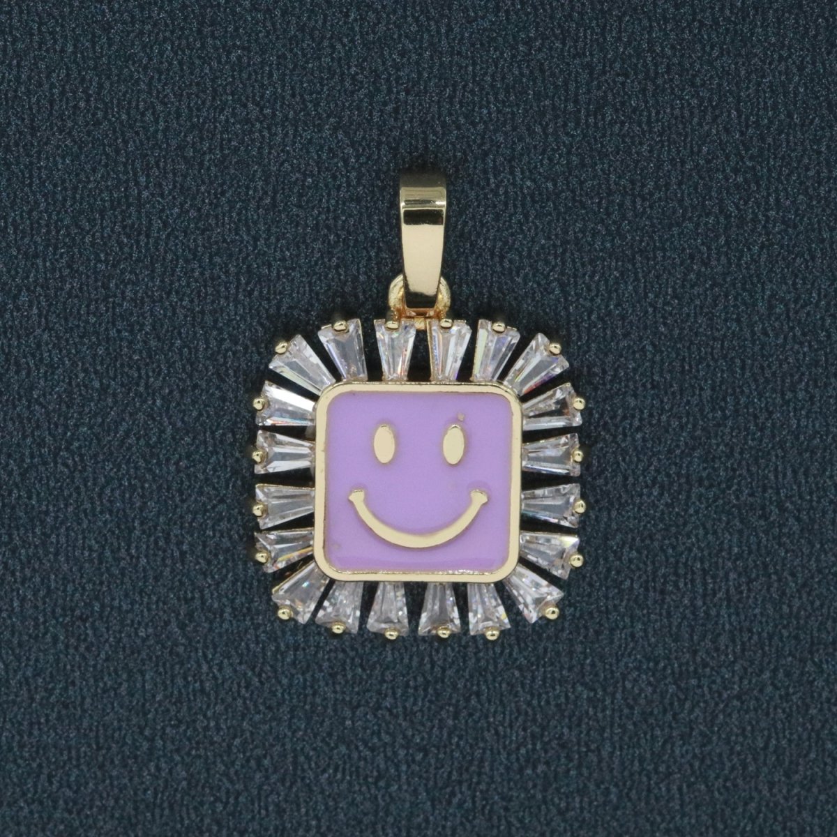Square Smiley Face Charm Cubic Happy Face Pendant for Necklace Earring Component I-219 I-223 I-225 I-231 I-232 I-239
