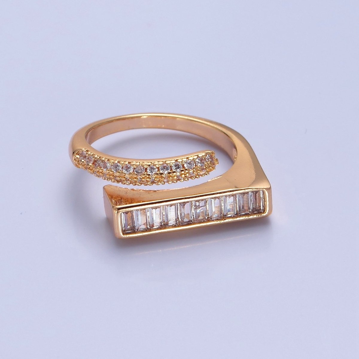 Stackable Gold Pave Baguette Green / Clear CZ Ring O-2232  O-2233