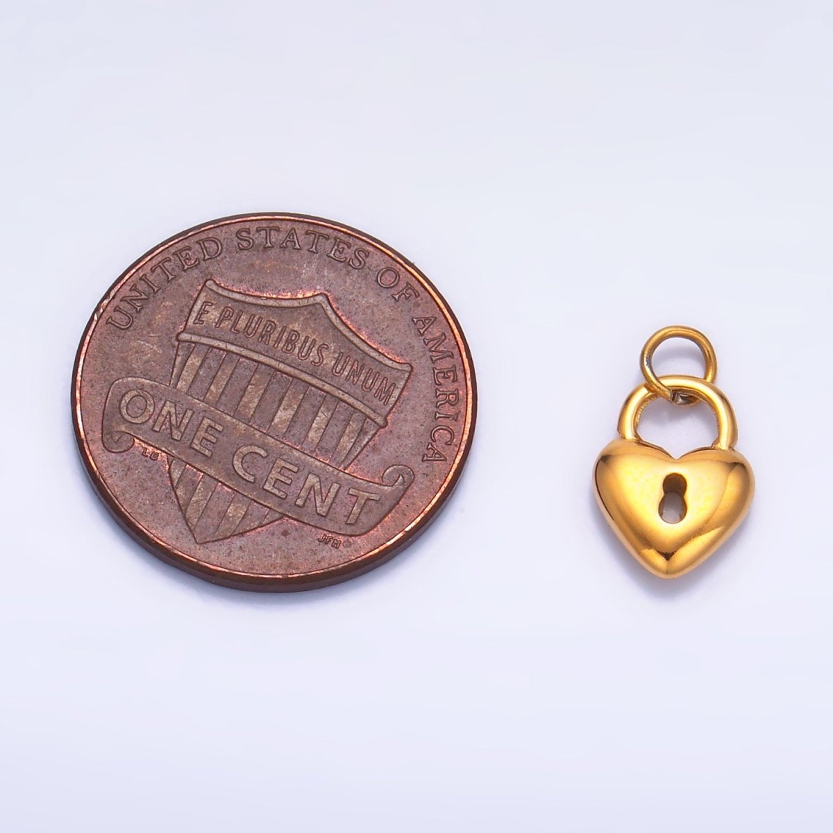 Stainless Steel 10.5mm Heart Key Padlock Charm | P1447 - DLUXCA