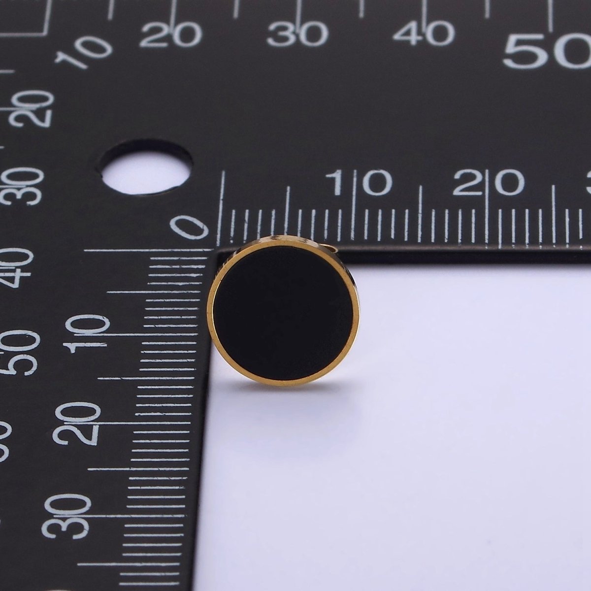 Stainless Steel 10mm Black Acrylic Round Minimalist Stud Earrings | AE732