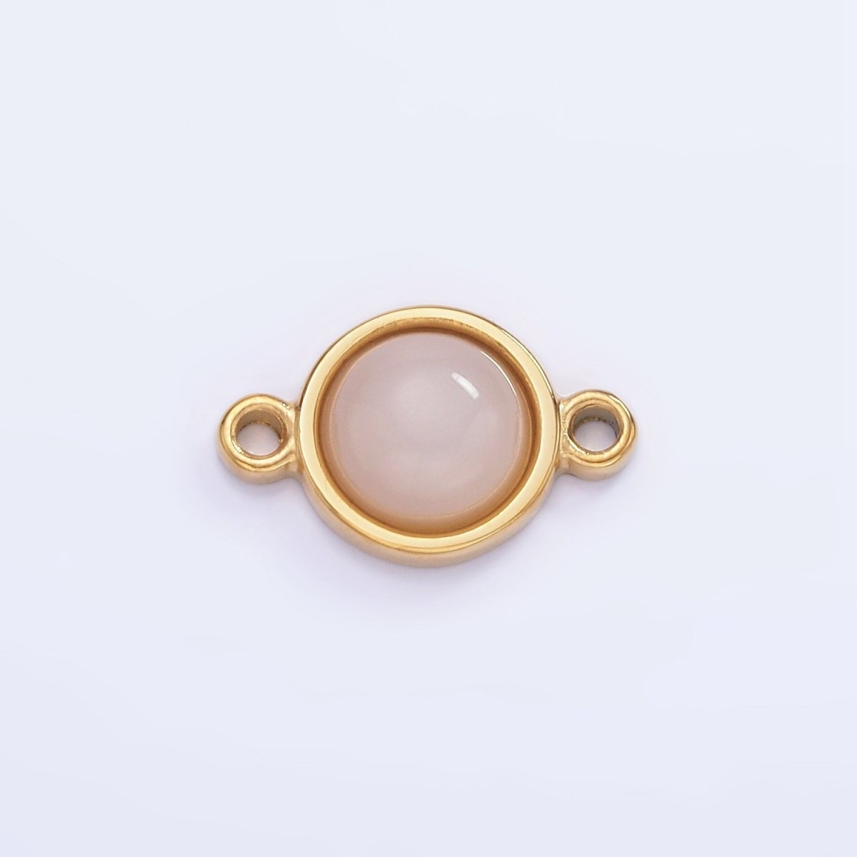 Stainless Steel 10mm Cat's Eye, White Agate, Chalcedony Bezel Round Connector | G361 G363