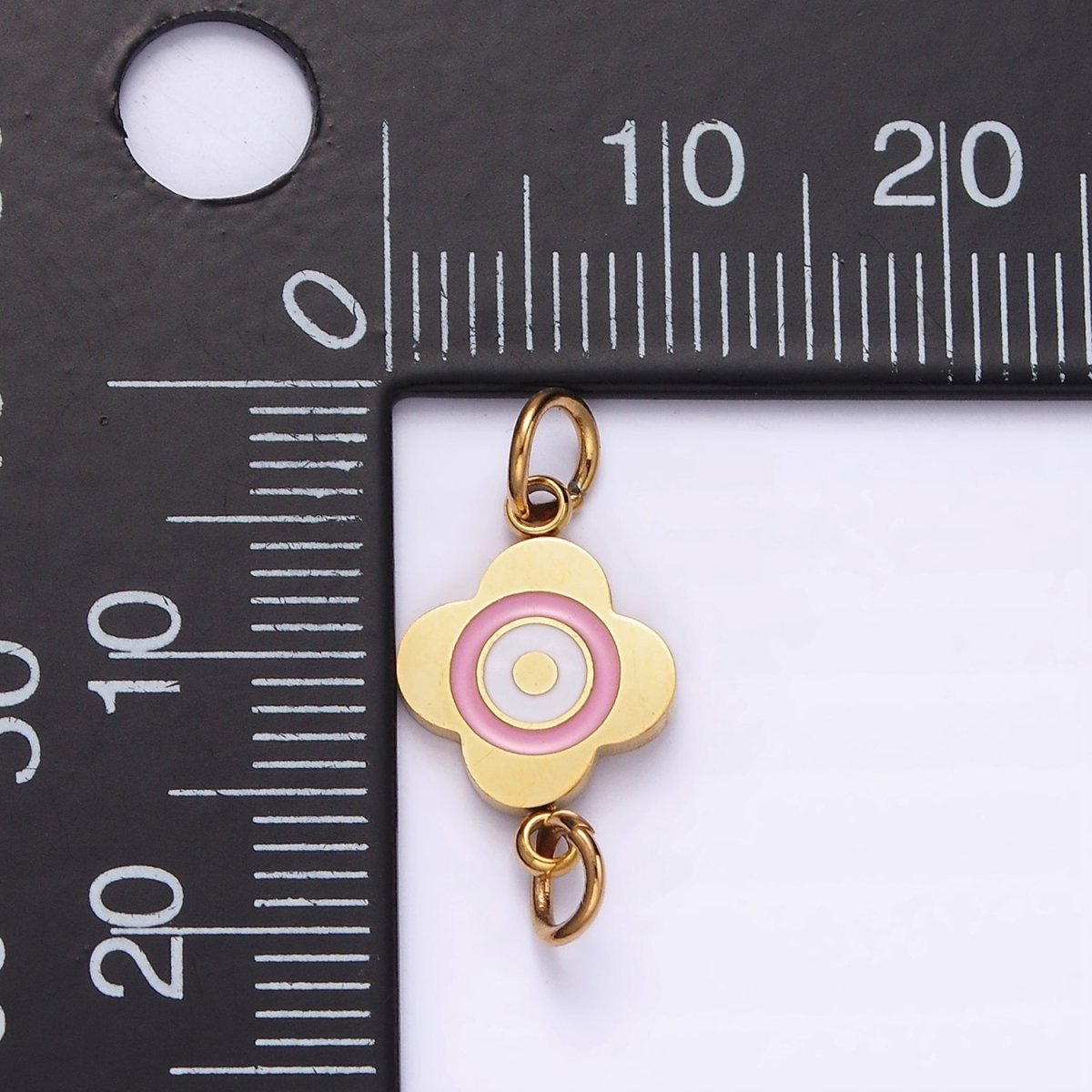Stainless Steel 10mm Pink Flower Quatrefoil Connector in Gold & Silver | G-893 G-894