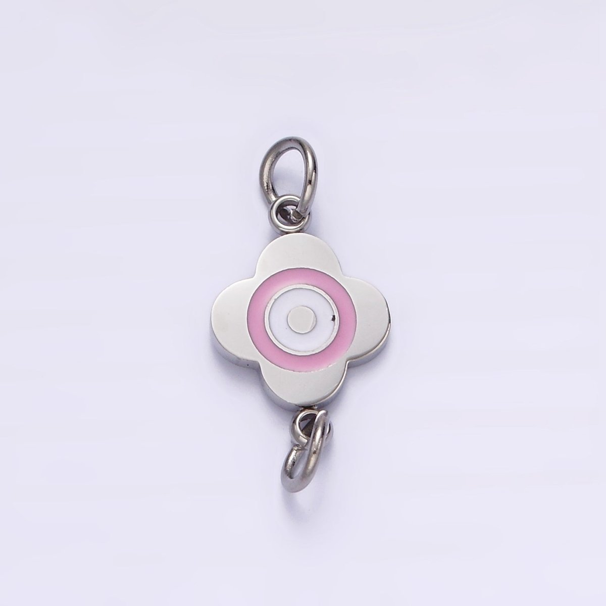 Stainless Steel 10mm Pink Flower Quatrefoil Connector in Gold & Silver | G-893 G-894