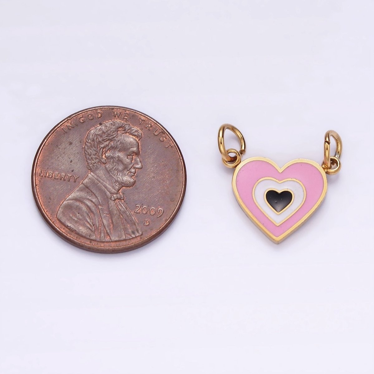 Stainless Steel 10mm Pink Heart Connector in Gold & Silver | G-891 G-892