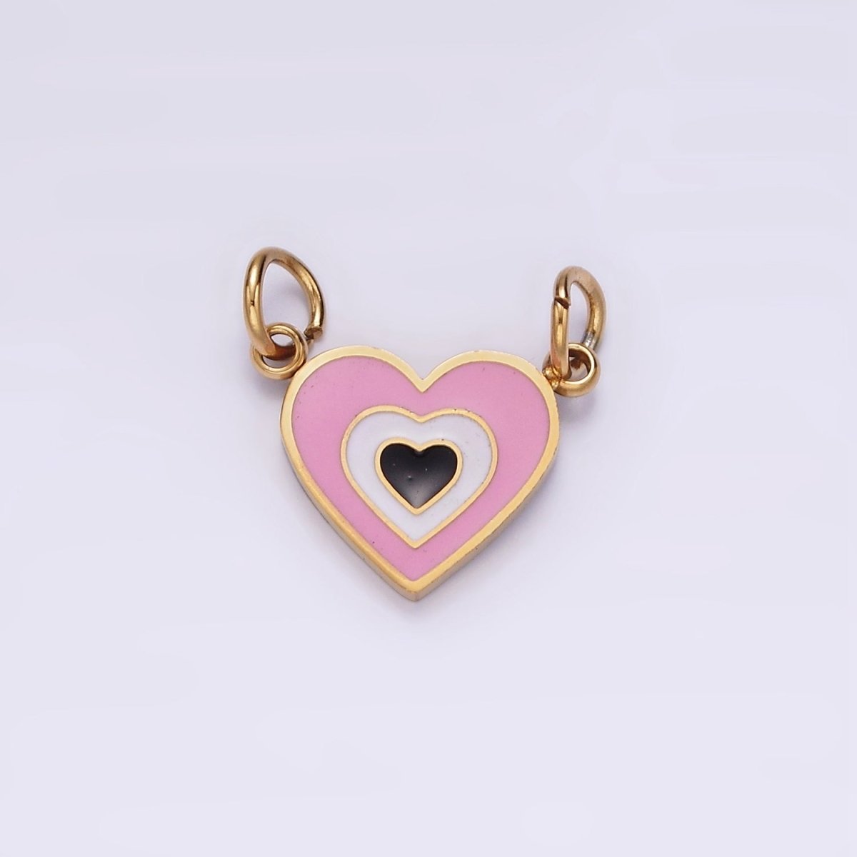 Stainless Steel 10mm Pink Heart Connector in Gold & Silver | G-891 G-892