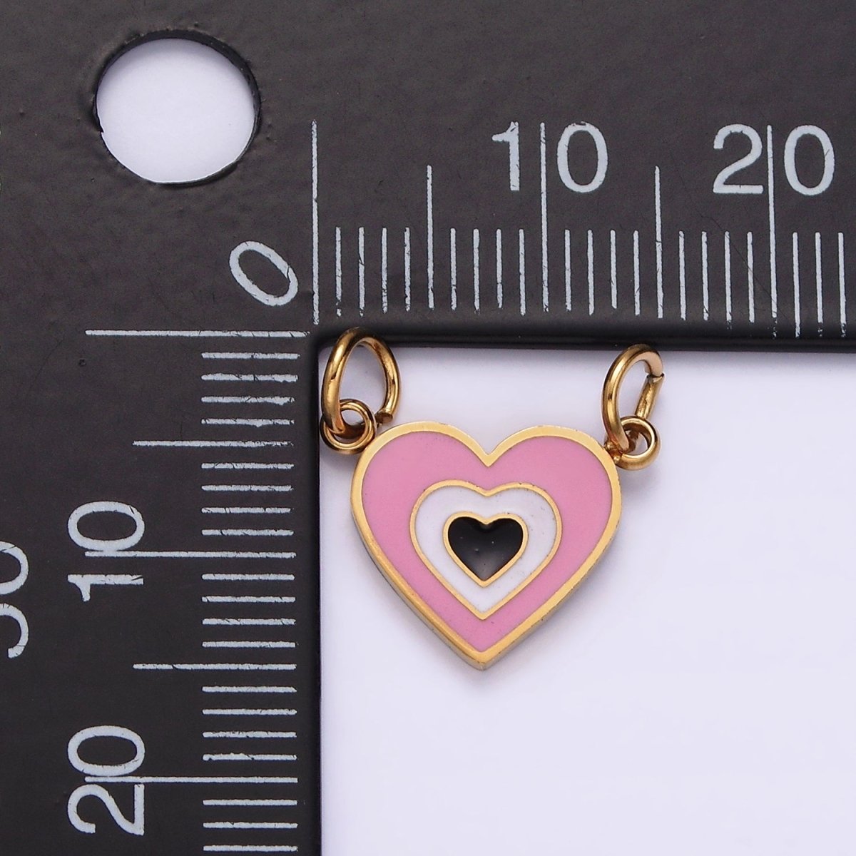 Stainless Steel 10mm Pink Heart Connector in Gold & Silver | G-891 G-892