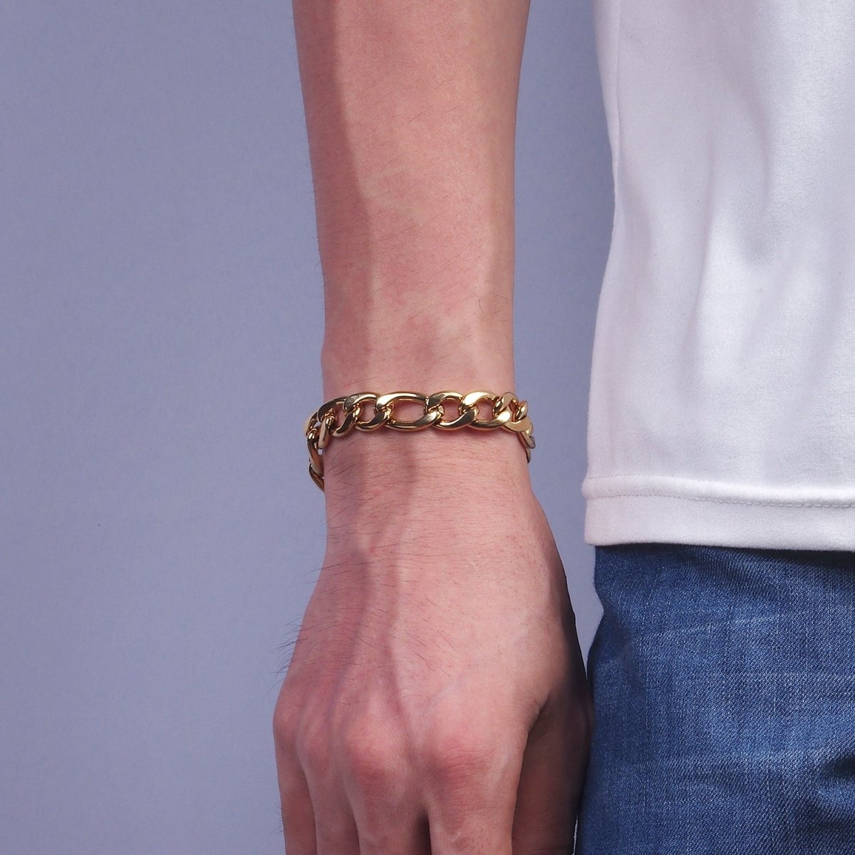 Stainless Steel 11.5mm Concave Flat Curb Chain 8.5 Inch Bracelet | WA-2256 Clearance Pricing