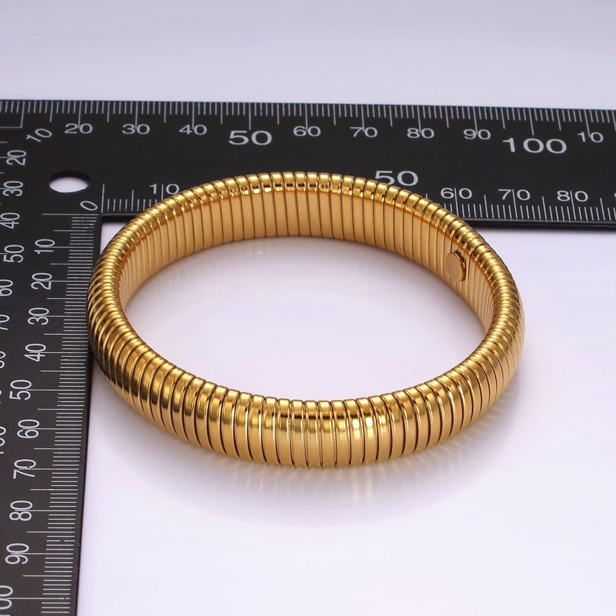 Stainless Steel 11.8mm, 14.8mm Flexible Snake 70mm Bangle Bracelet in Gold & Silver | WA-2325 - WA-2328