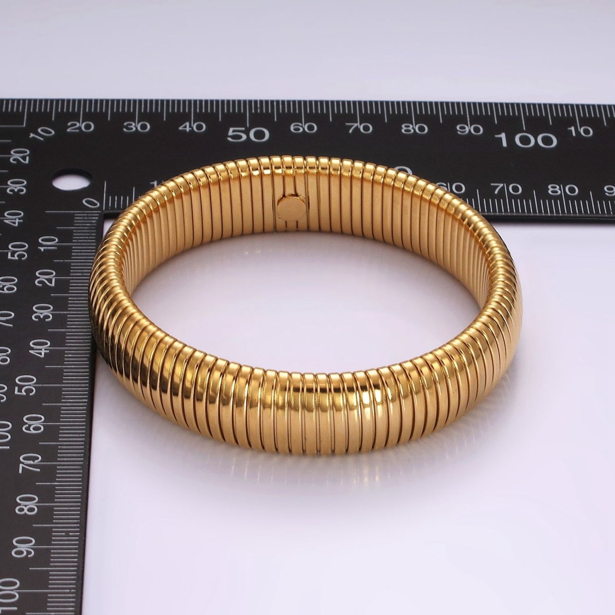 Stainless Steel 11.8mm, 14.8mm Flexible Snake 70mm Bangle Bracelet in Gold & Silver | WA-2325 - WA-2328