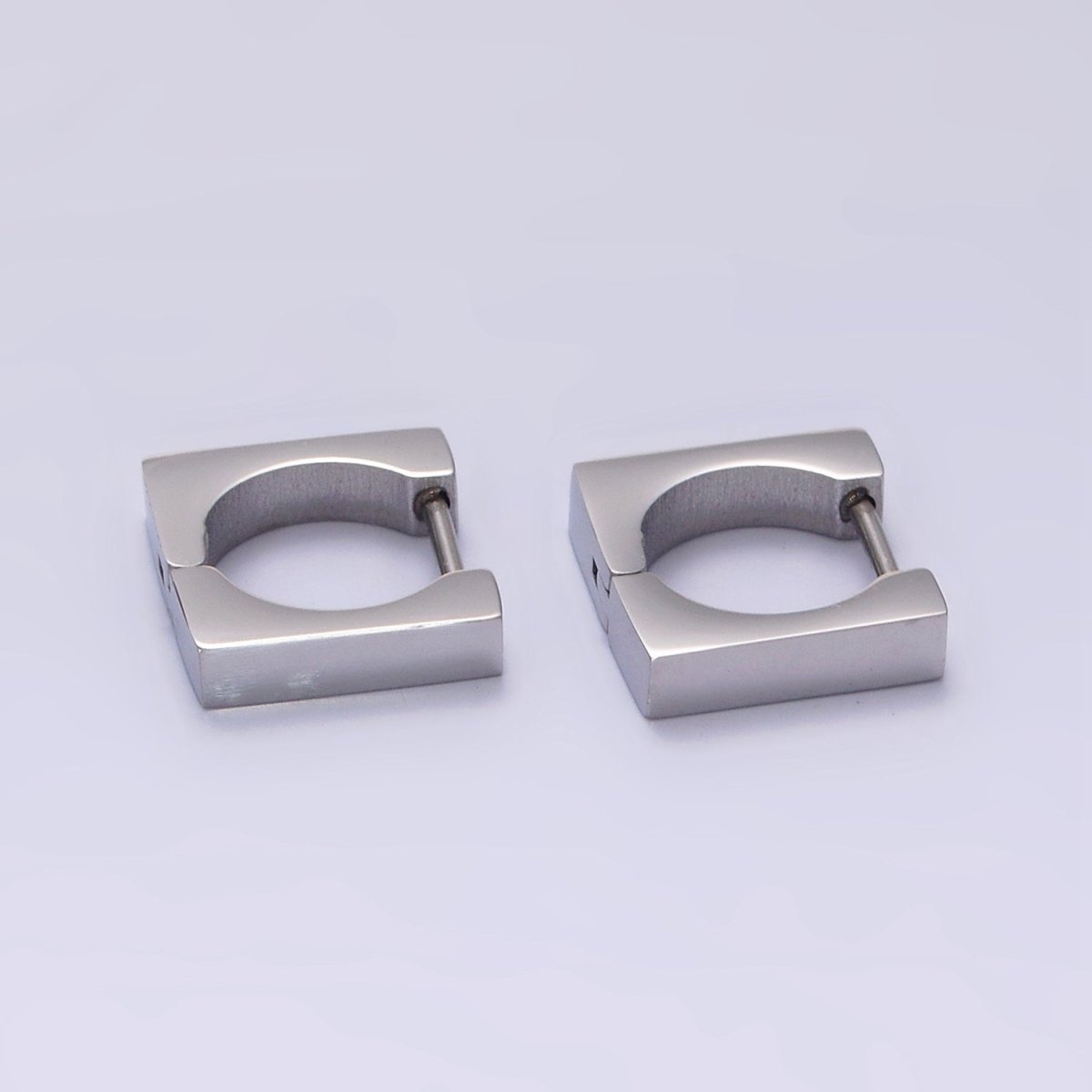 Stainless Steel 11mm Flat Square Cartilage Huggie Earrings in Gold & Silver | V193