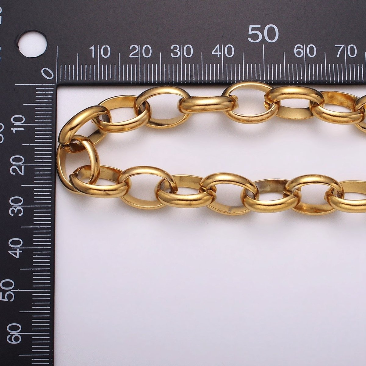 Stainless Steel 11mm Rolo Wide Cable Link Unfinished Yard Chain in Gold & Silver | ROLL-1271 ROLL-1272 Clearance Pricing