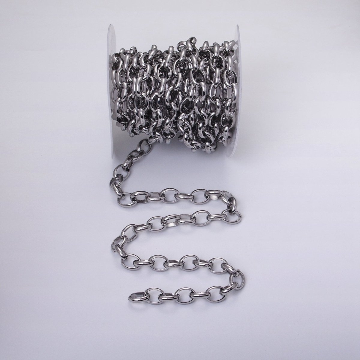Stainless Steel 11mm Rolo Wide Cable Link Unfinished Yard Chain in Gold & Silver | ROLL-1271 ROLL-1272 Clearance Pricing