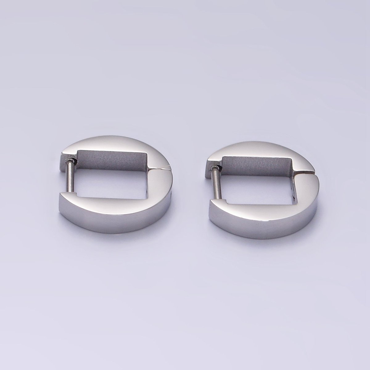 Stainless Steel 12.5mm Flat Round Cartilage Huggie Earrings in Gold & Silver | V197