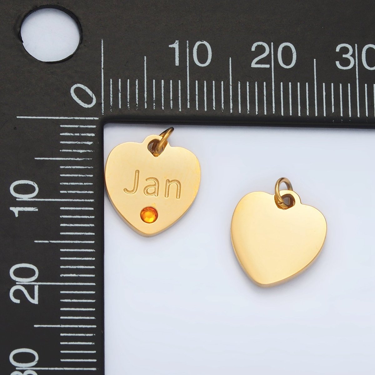 Stainless Steel 12mm Birthstone CZ Month Script Heart Charm | P-A1023-P-A1034