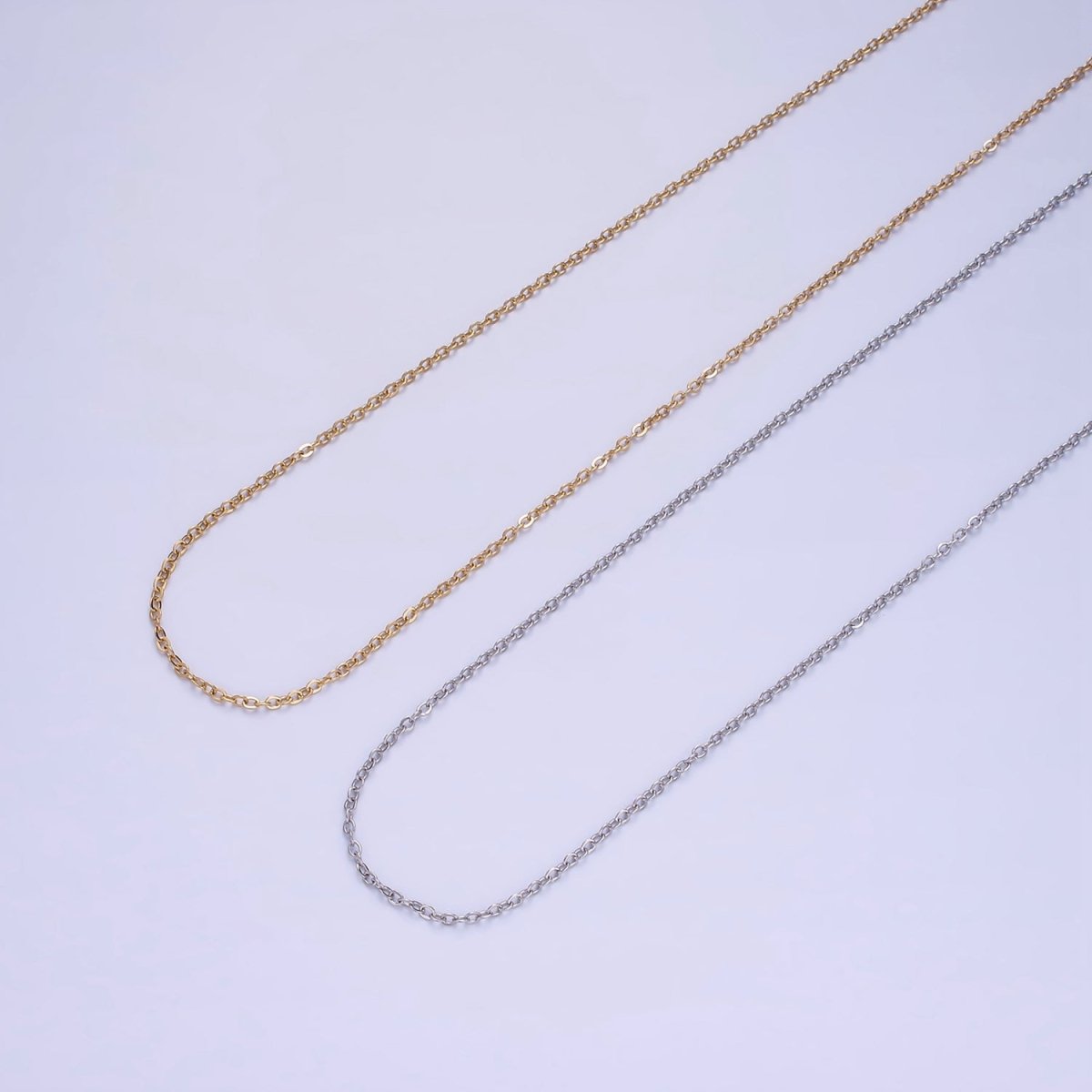 Stainless Steel 1.2mm Cable Chain 18 Inch Necklace w. Extender in Gold & Silver | WA-2476 WA-2477