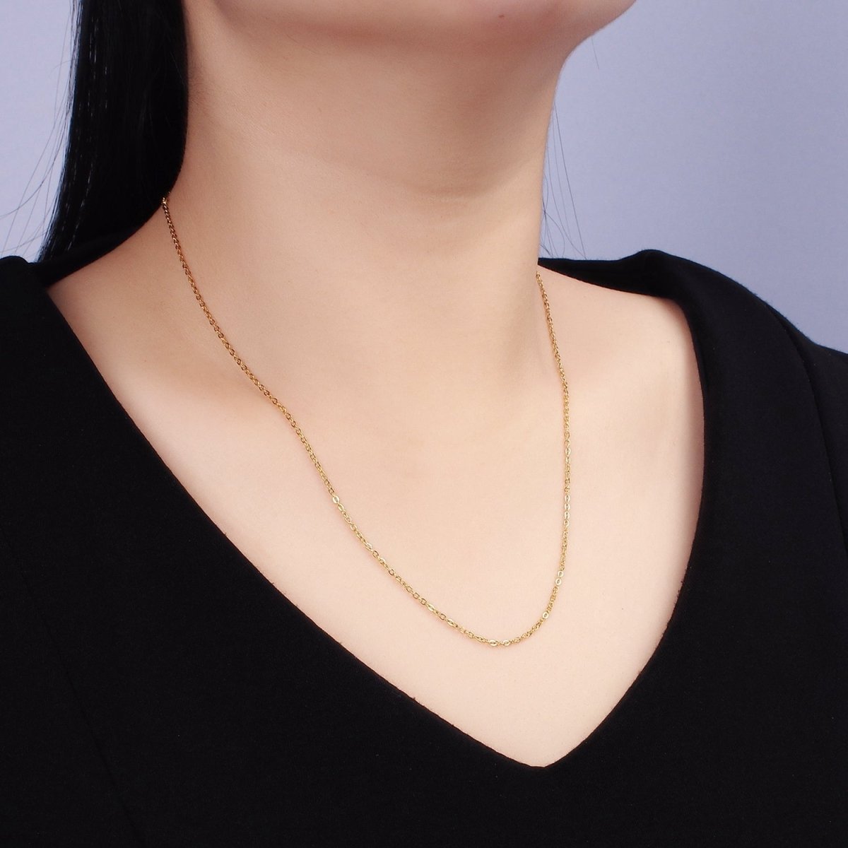 Stainless Steel 1.2mm Cable Chain 18 Inch Necklace w. Extender in Gold & Silver | WA-2476 WA-2477