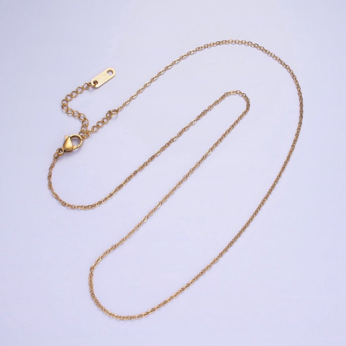 Stainless Steel 1.2mm Cable Chain 18 Inch Necklace w. Extender in Gold & Silver | WA-2476 WA-2477