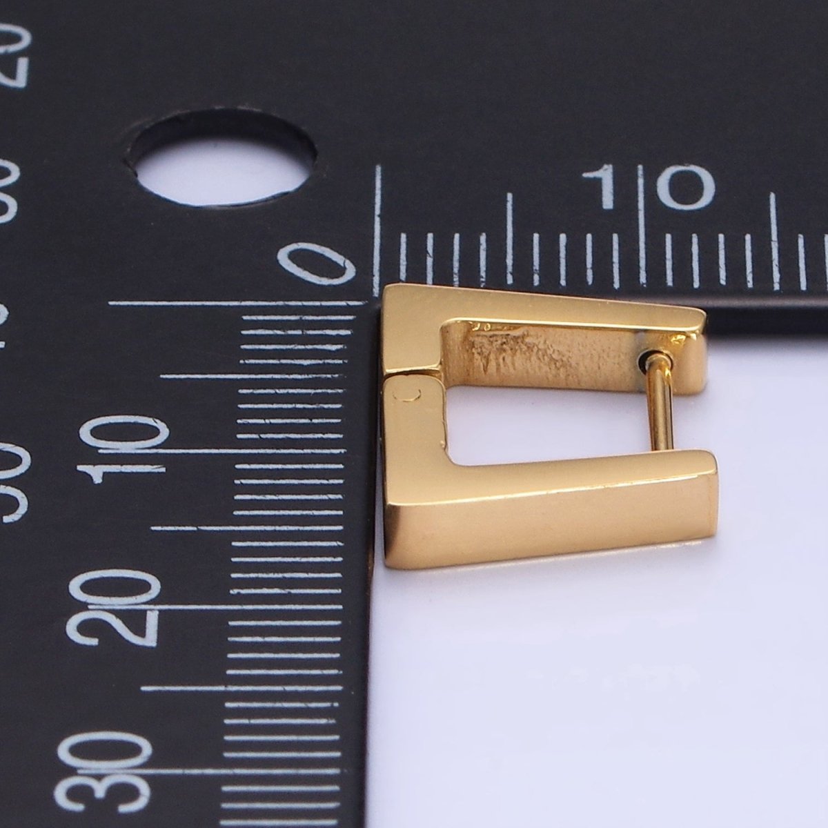 Stainless Steel 12mm Edged Square Huggie Earrings in Gold & Silver | AB1372 AB1373