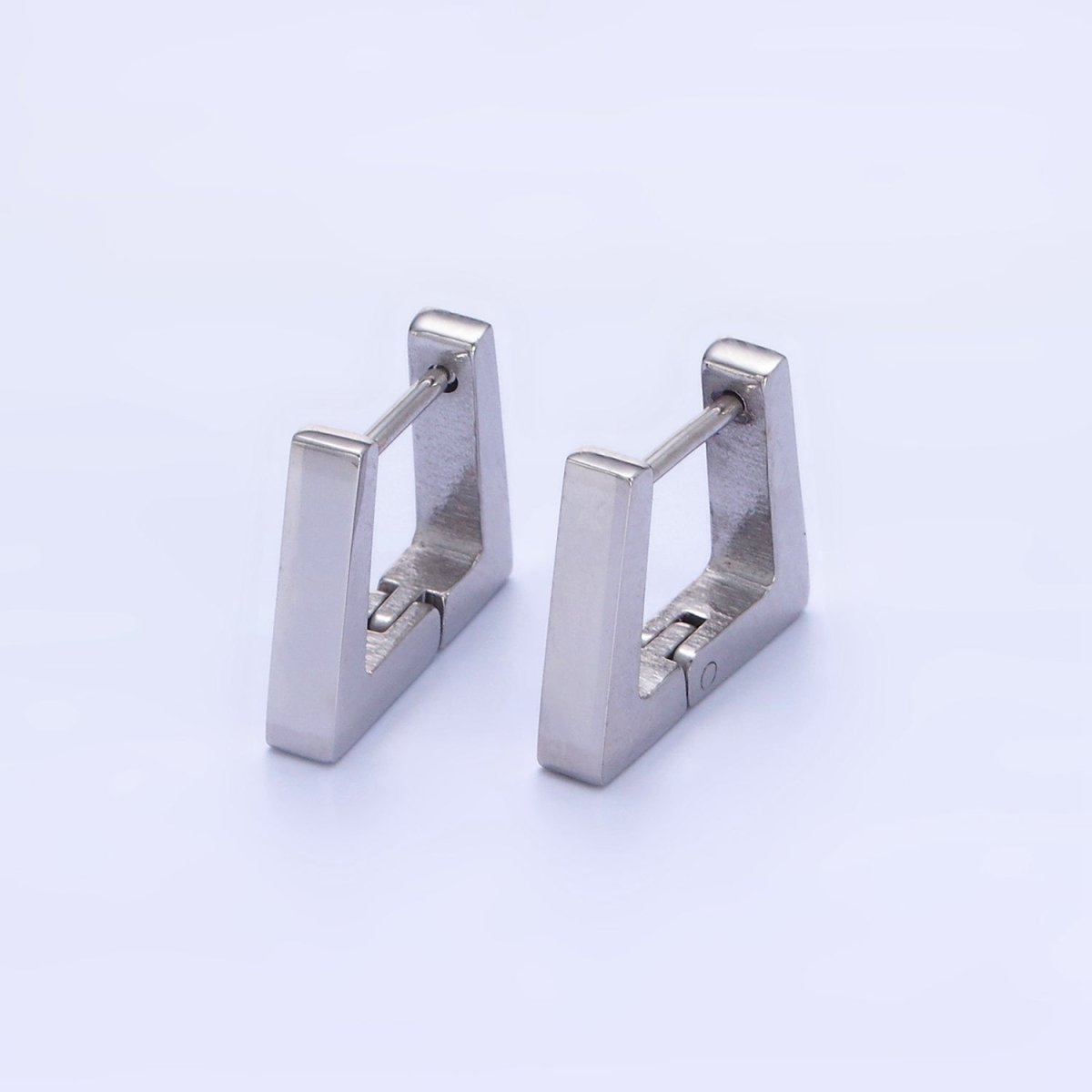 Stainless Steel 12mm Edged Square Huggie Earrings in Gold & Silver | AB1372 AB1373