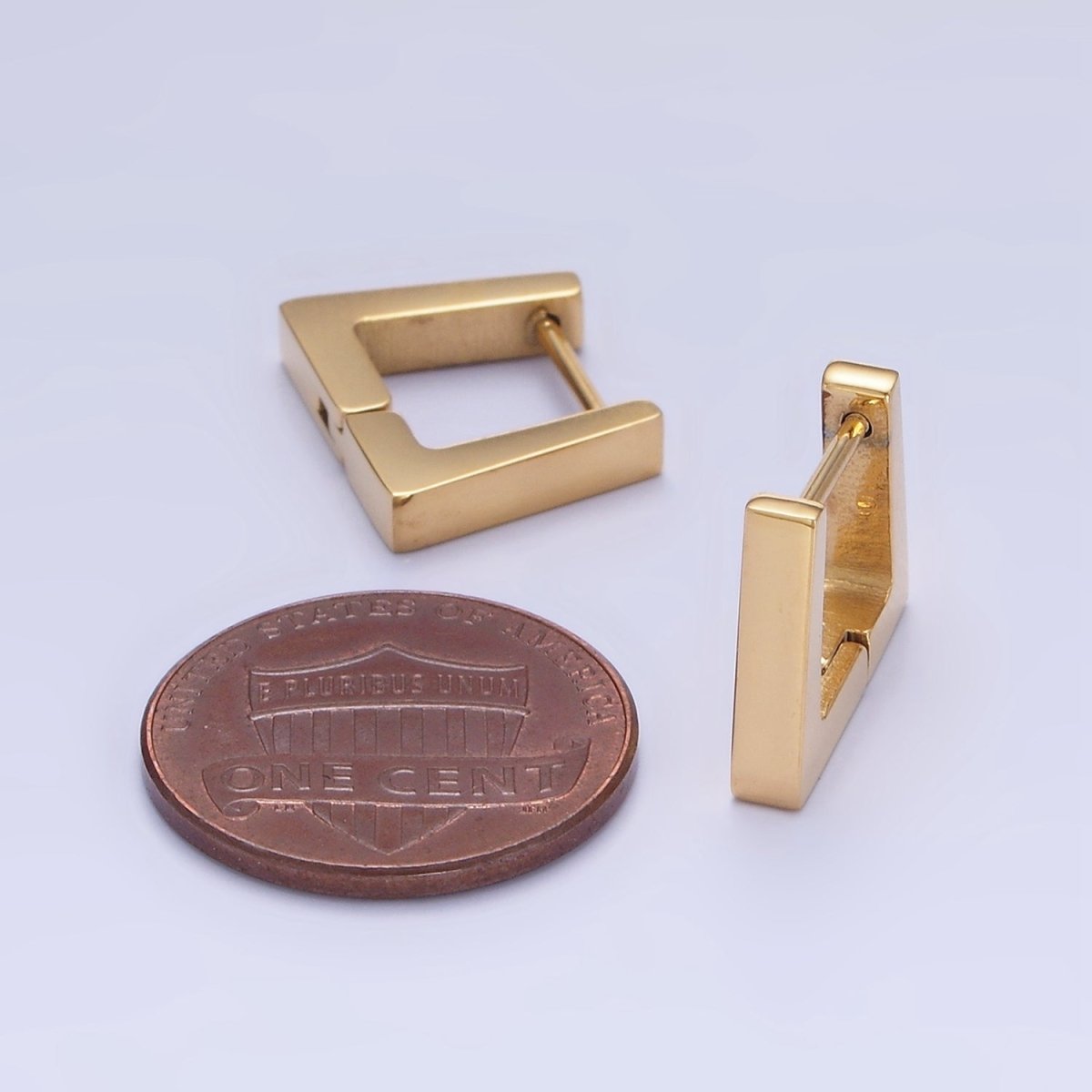 Stainless Steel 12mm Edged Square Huggie Earrings in Gold & Silver | AB1372 AB1373
