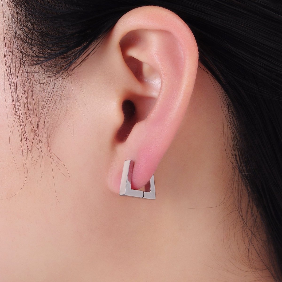 Stainless Steel 12mm Edged Square Huggie Earrings in Gold & Silver | AB1372 AB1373