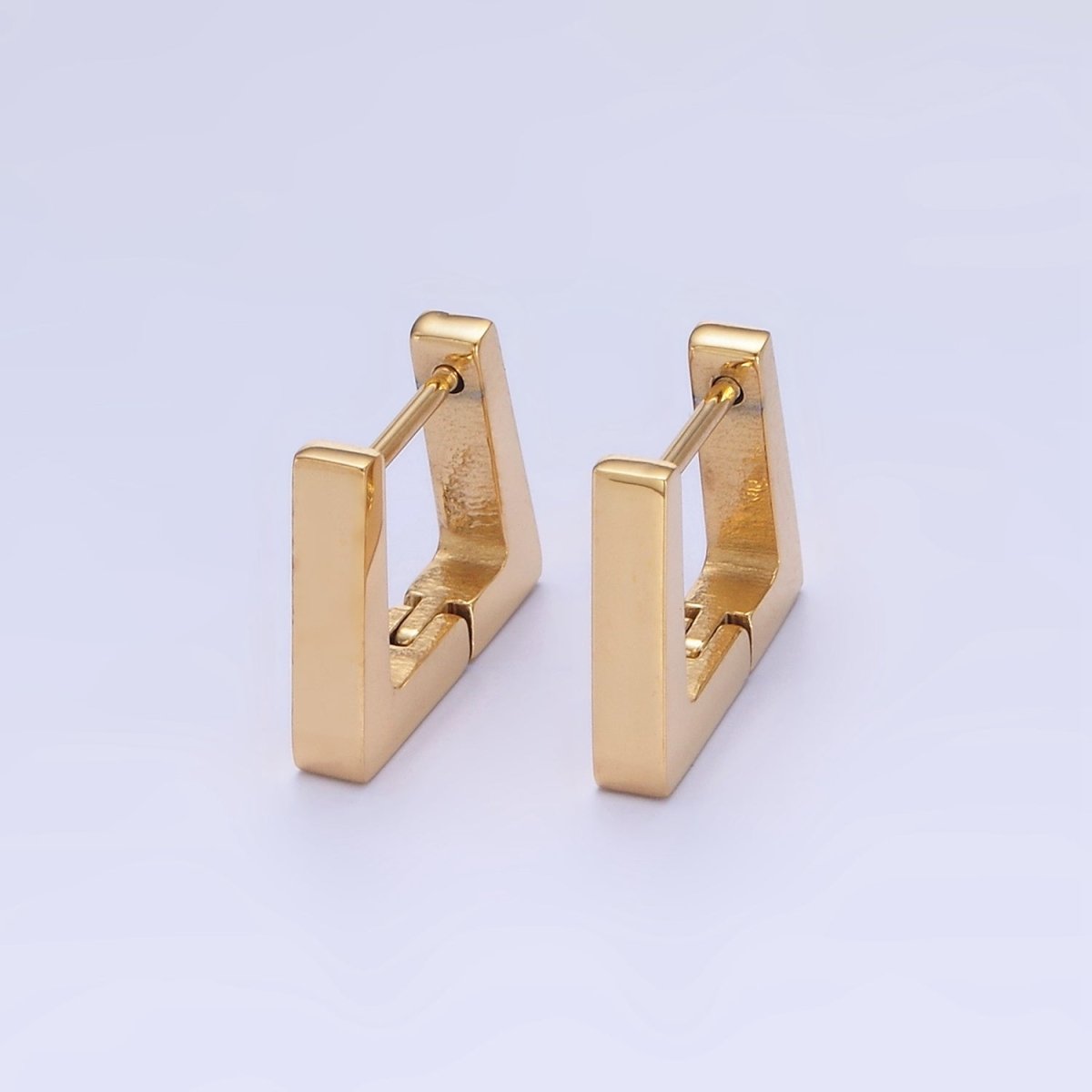 Stainless Steel 12mm Edged Square Huggie Earrings in Gold & Silver | AB1372 AB1373