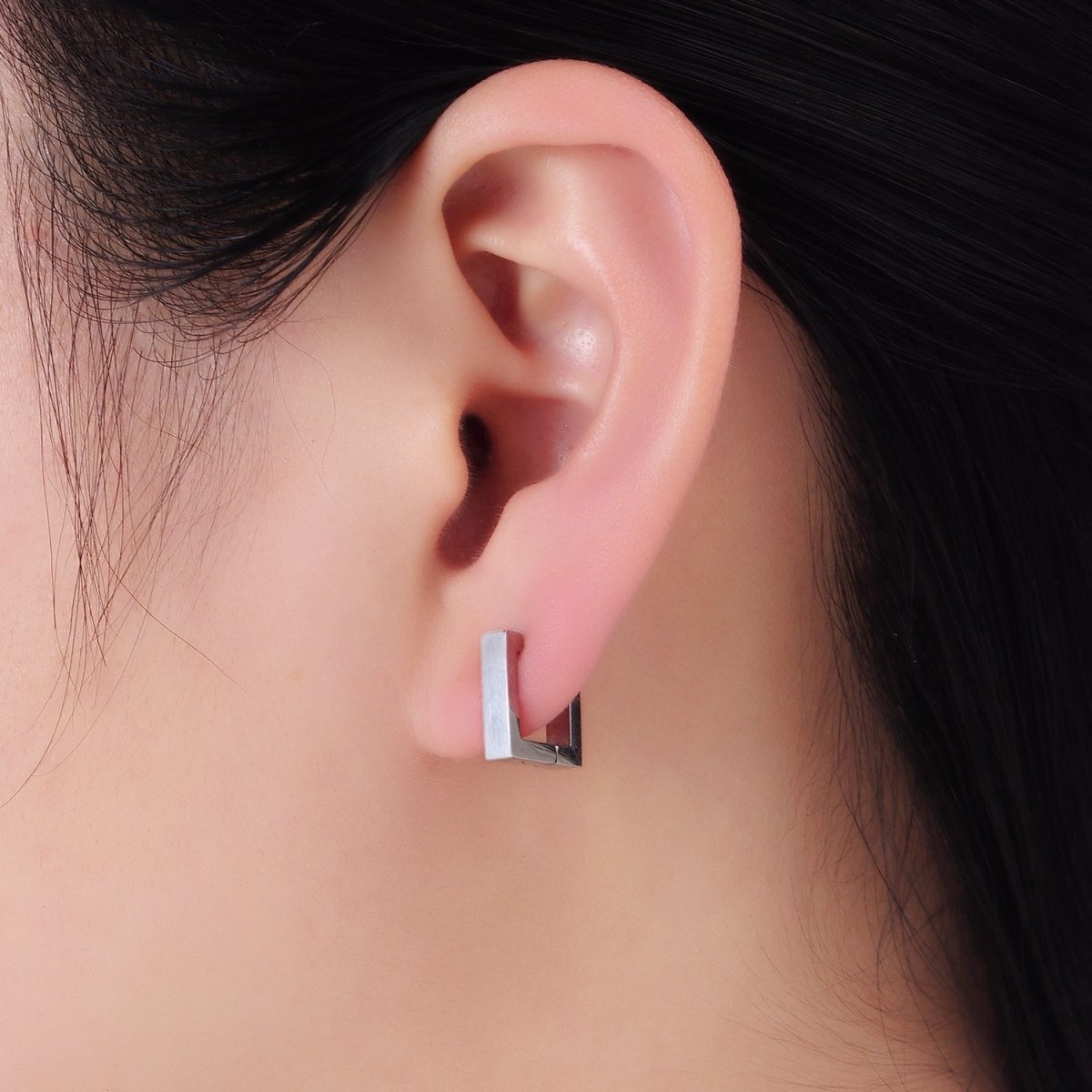 Stainless Steel 12mm Square Minimalist Huggie Earrings in Gold & Silver | AB1392 AB1393