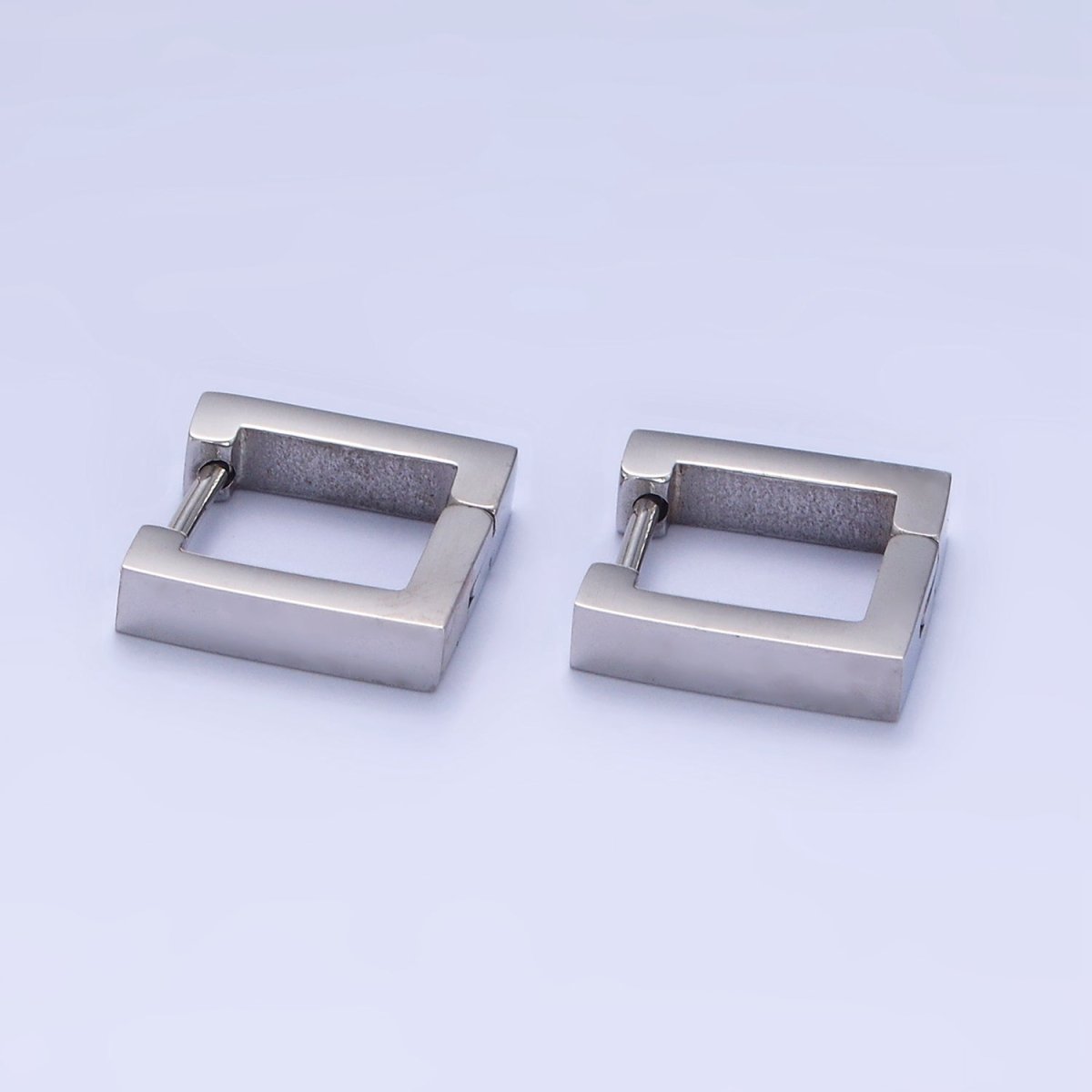 Stainless Steel 12mm Square Minimalist Huggie Earrings in Gold & Silver | AB1392 AB1393