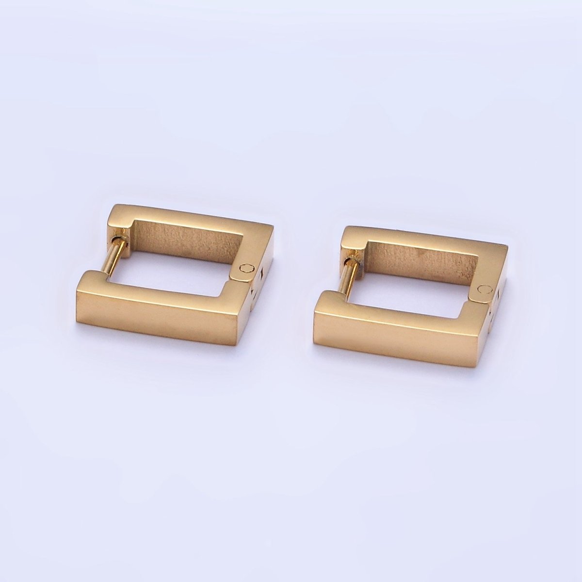Stainless Steel 12mm Square Minimalist Huggie Earrings in Gold & Silver | AB1392 AB1393