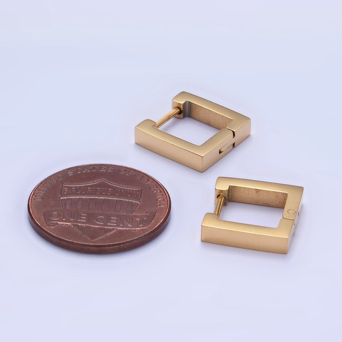 Stainless Steel 12mm Square Minimalist Huggie Earrings in Gold & Silver | AB1392 AB1393
