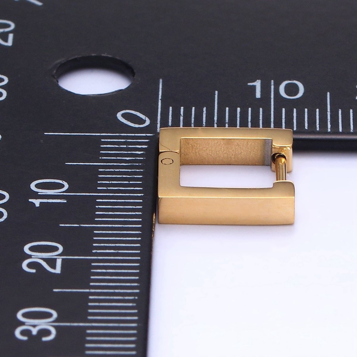 Stainless Steel 12mm Square Minimalist Huggie Earrings in Gold & Silver | AB1392 AB1393