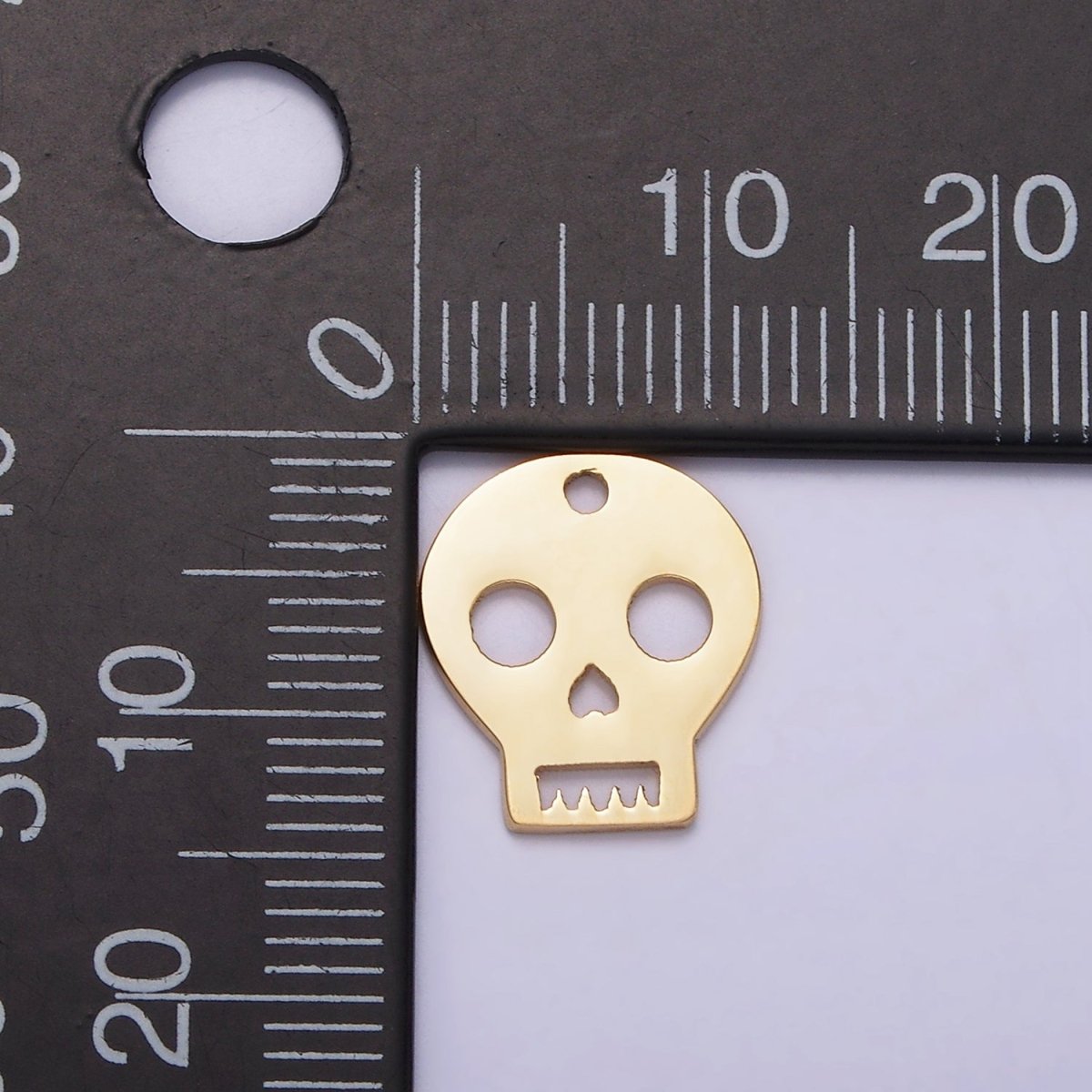 OS Stainless Steel 13.3mm Open Skull Skeleton Charm | P1240