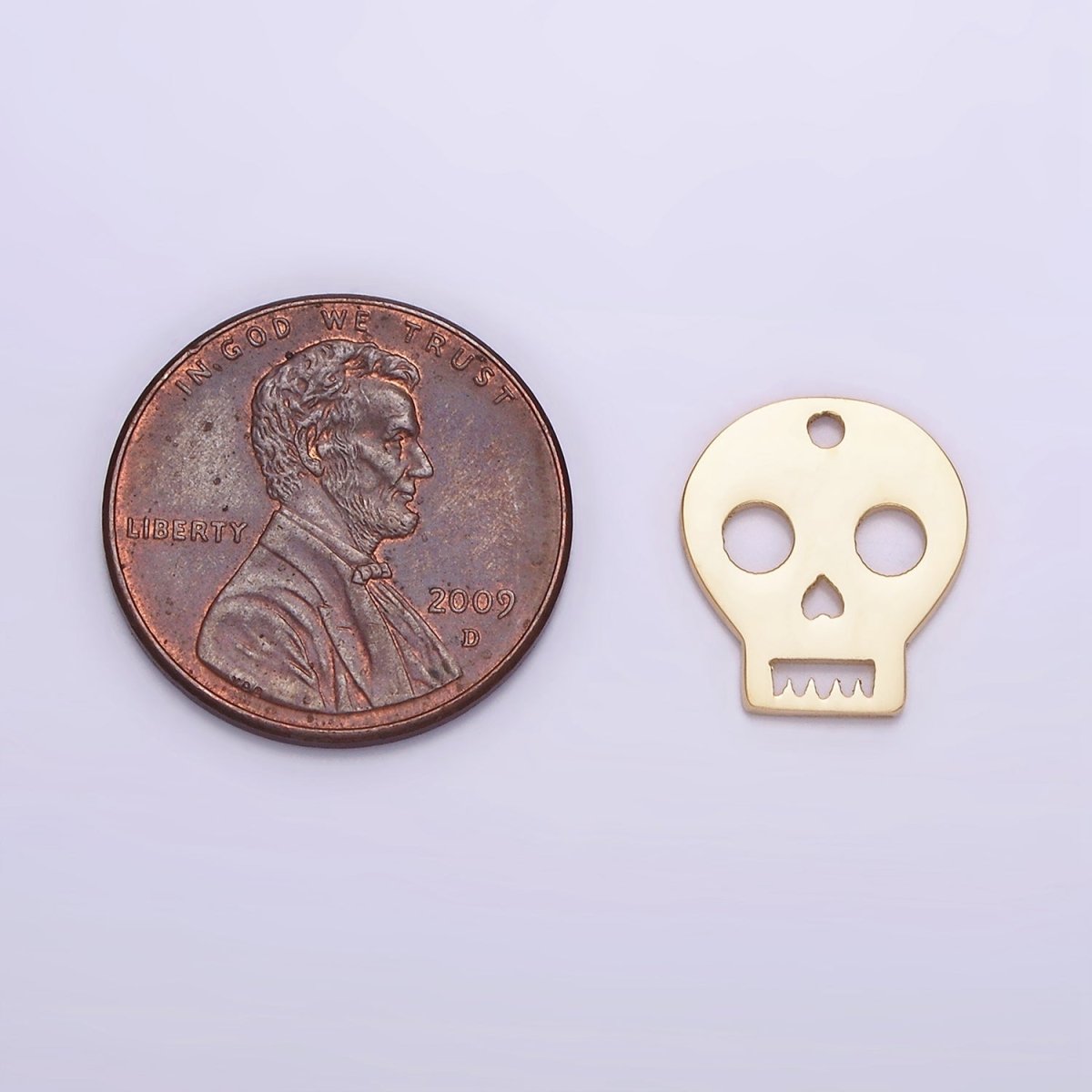 OS Stainless Steel 13.3mm Open Skull Skeleton Charm | P1240