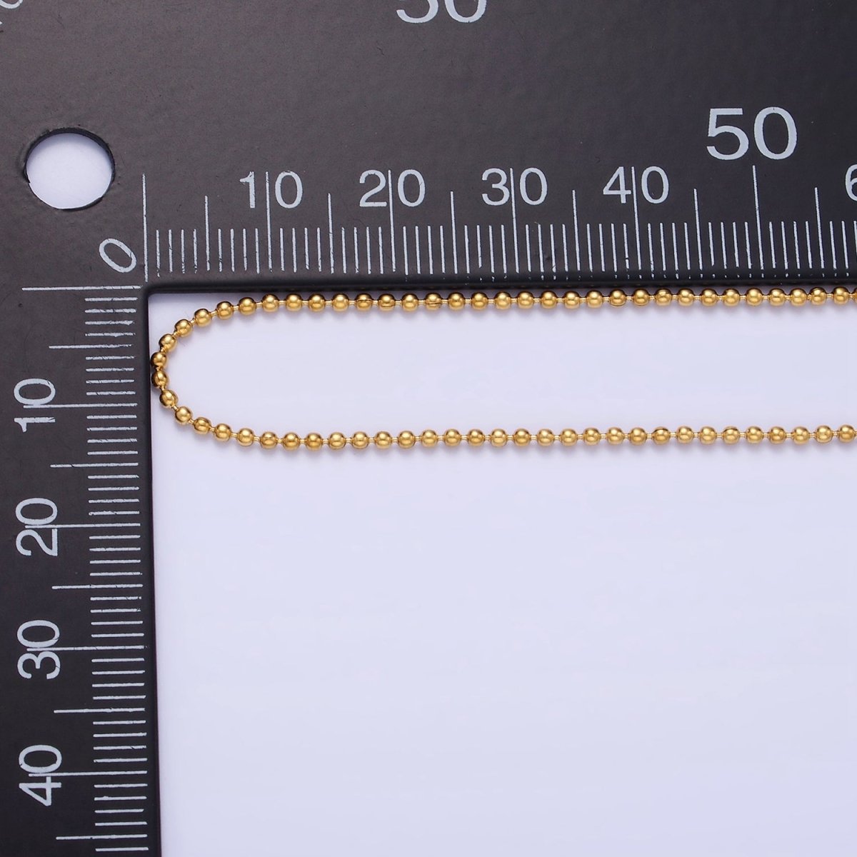 Stainless Steel 1.3mm Bead Chain 18 Inch Necklace w. Extender in Gold & Silver | WA-2480 WA-2481