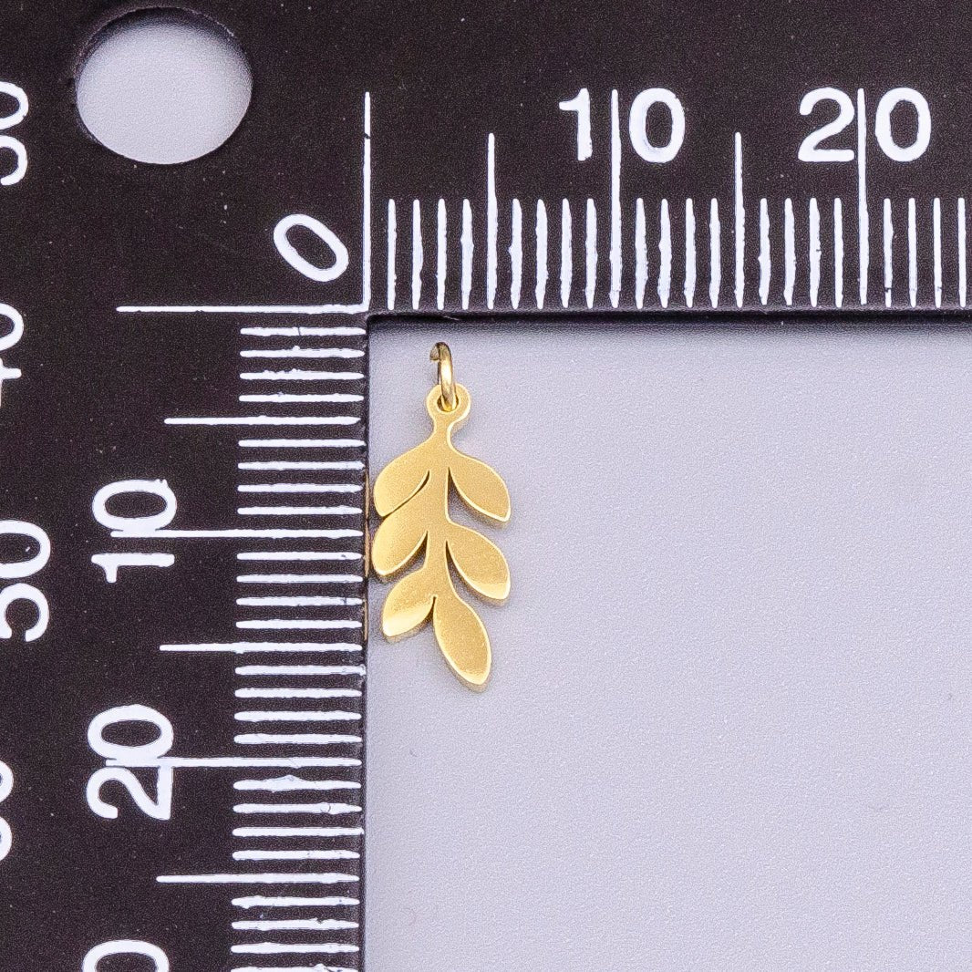 Stainless Steel 13mm Olive Foliage Leaf Nature Charm in Gold & Silver | P-916