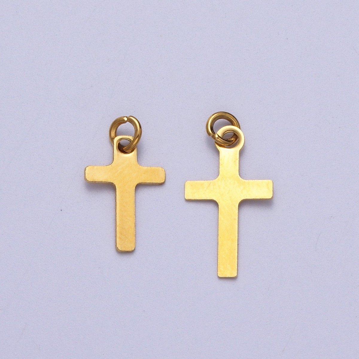 Stainless Steel 14.5mm, 18.8mm Gold Religious Cross Minimalist Charm | C-392 C-393