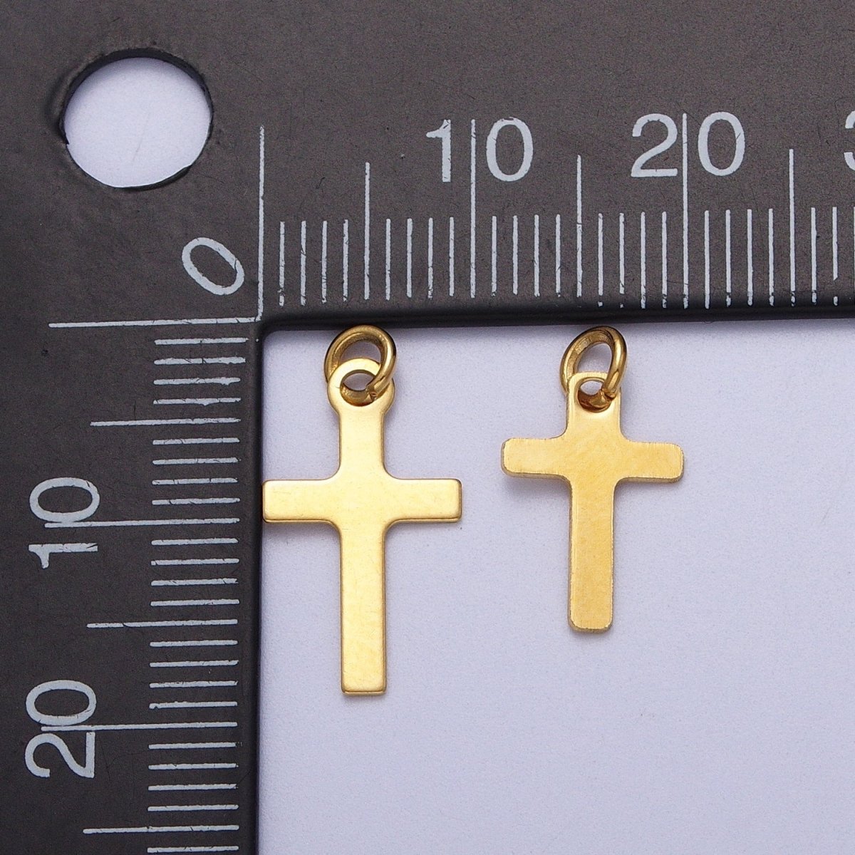 Stainless Steel 14.5mm, 18.8mm Gold Religious Cross Minimalist Charm | C-392 C-393