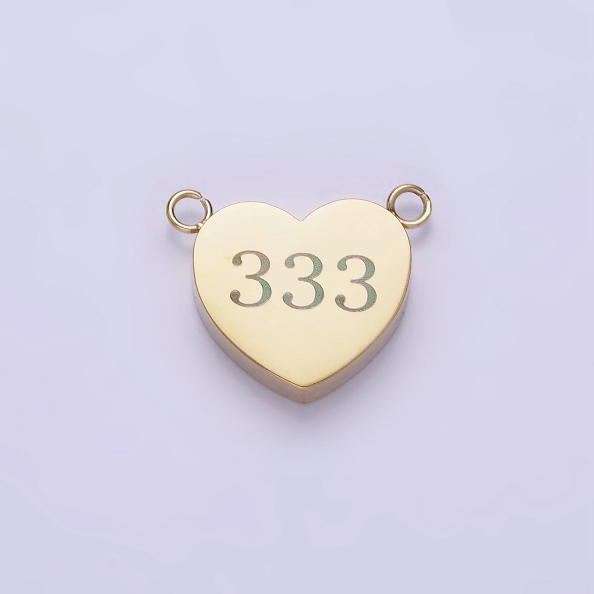 Stainless Steel 14K Gold Filled Angel Number Numerology Engraved Heart Connector P-541-P-549