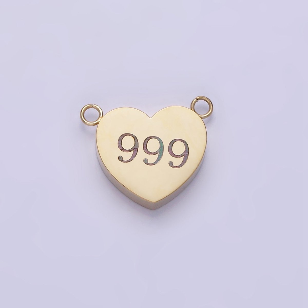 Stainless Steel 14K Gold Filled Angel Number Numerology Engraved Heart Connector P-541-P-549