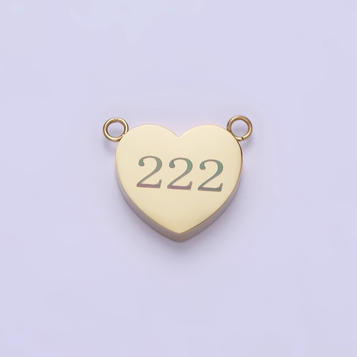 Stainless Steel 14K Gold Filled Angel Number Numerology Engraved Heart Connector P-541-P-549