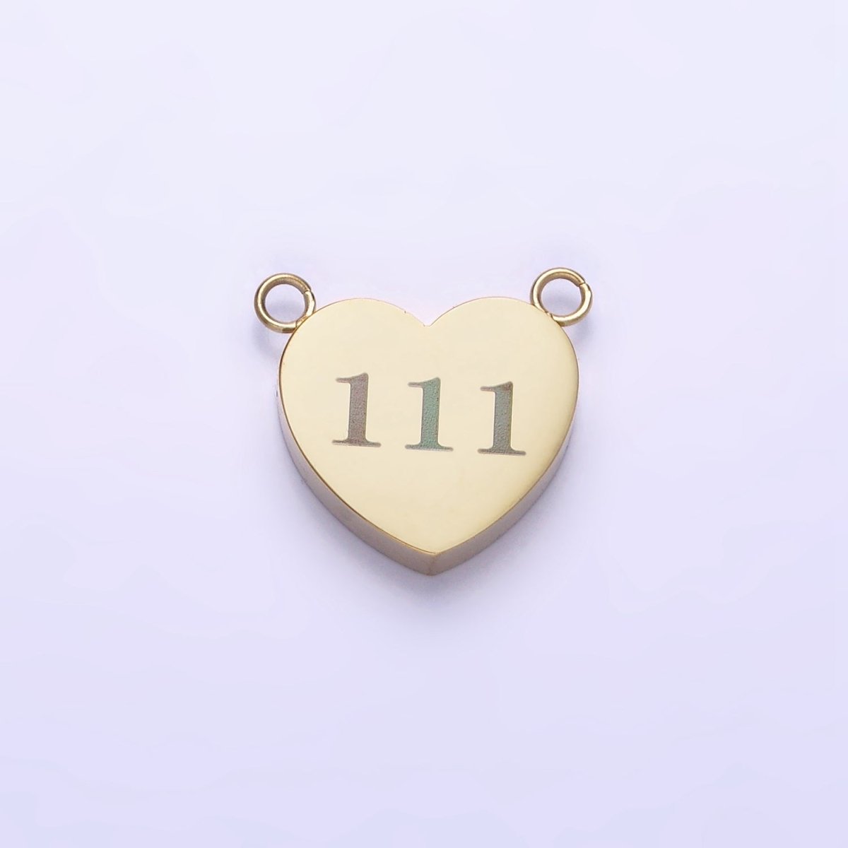 Stainless Steel 14K Gold Filled Angel Number Numerology Engraved Heart Connector P-541-P-549