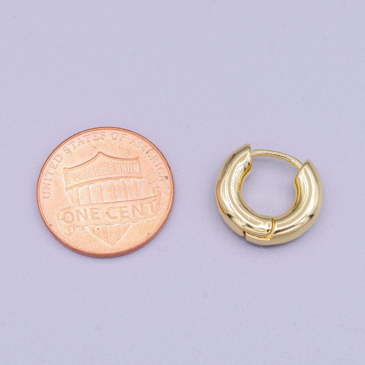 Stainless Steel 14mm Gold Chubby Minimalist Huggie Earrings | AD1405 - DLUXCA