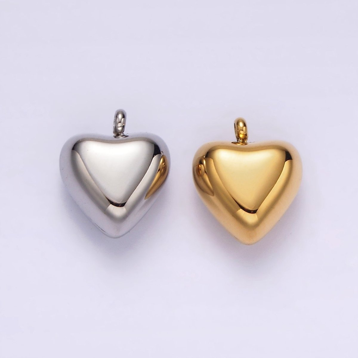 Stainless Steel 14mm Puffed Heart Minimalist Charm in Gold & Silver | P1257