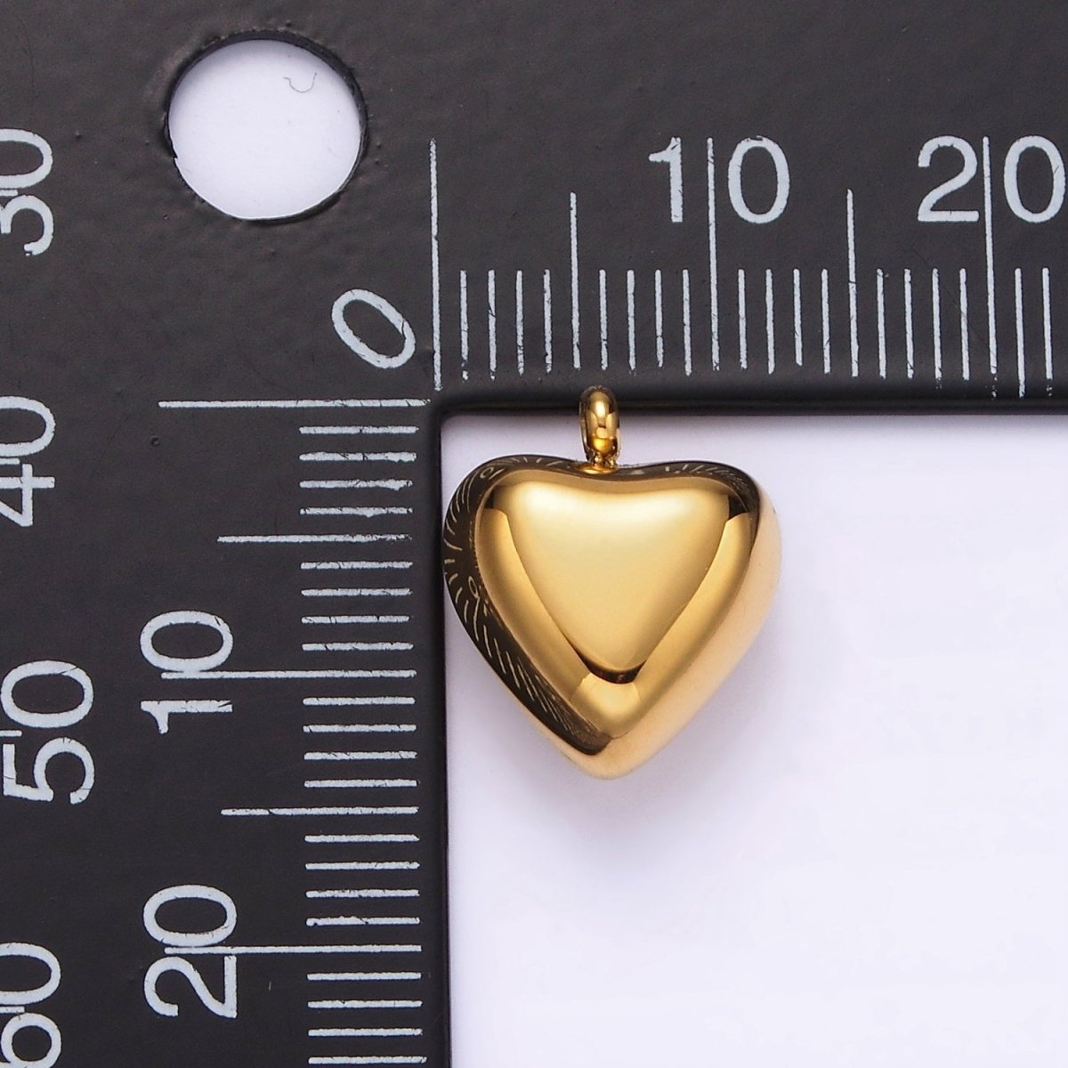 Stainless Steel 14mm Puffed Heart Minimalist Charm in Gold & Silver | P1257