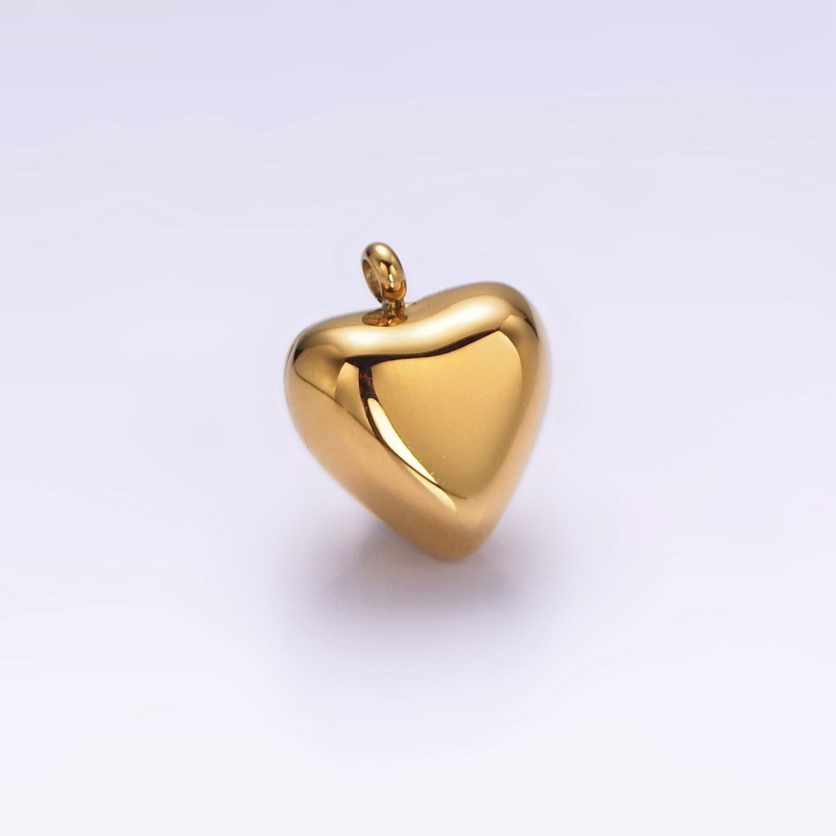 Stainless Steel 14mm Puffed Heart Minimalist Charm in Gold & Silver | P1257